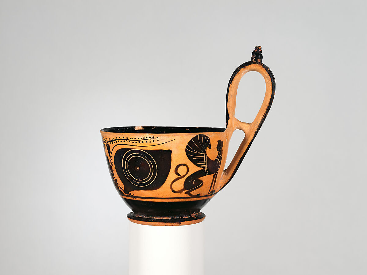 Terracotta kyathos (cup-shaped ladle), Attributed to the Group of Vatican G.57, Terracotta, Greek, Attic