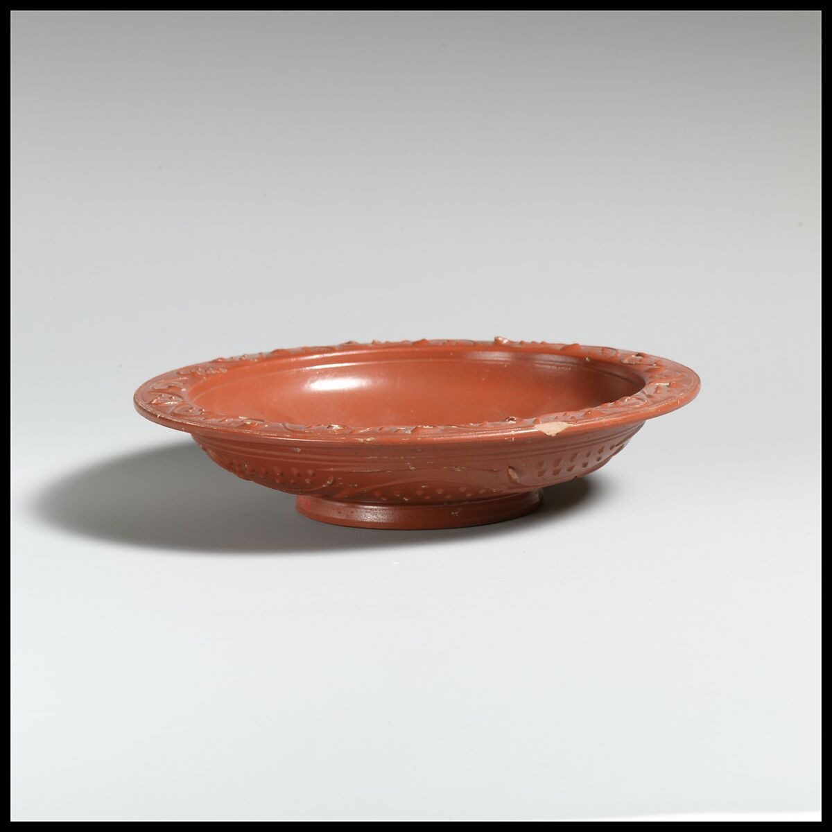 Terracotta bowl with barbotine decoration, Terracotta, Roman 