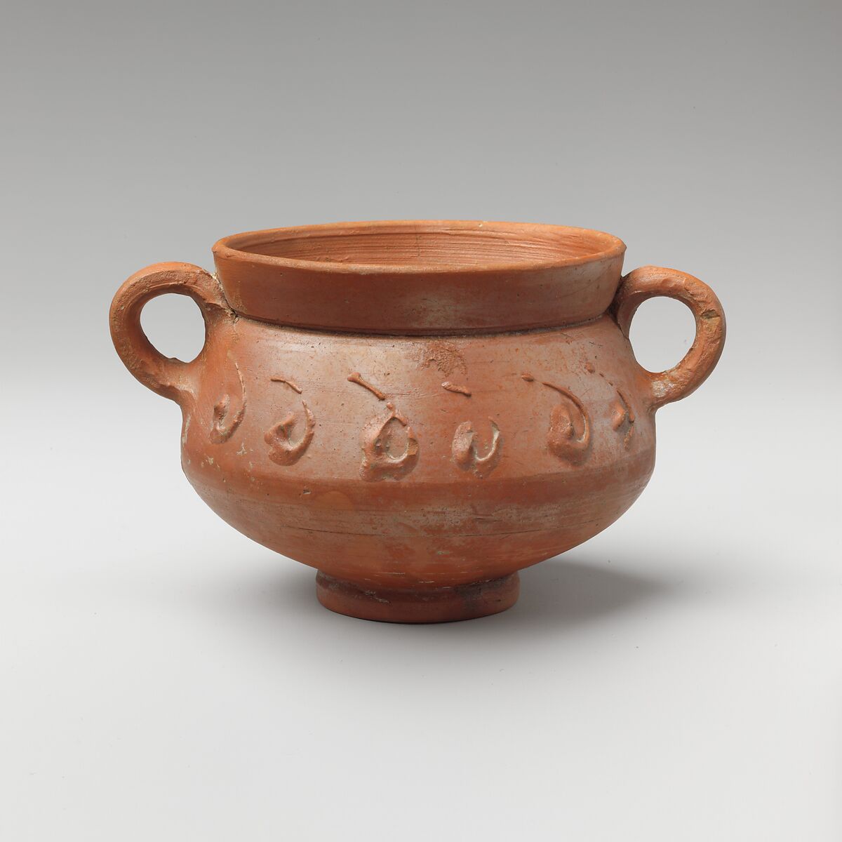 Terracotta cup with barbotine decoration, Terracotta, Roman