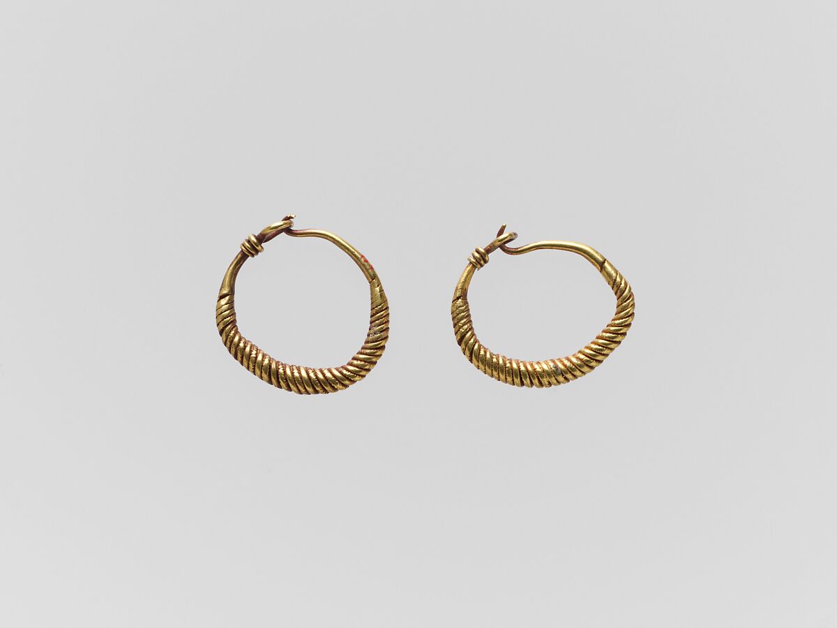 Pair of gold earrings, Gold, Roman 
