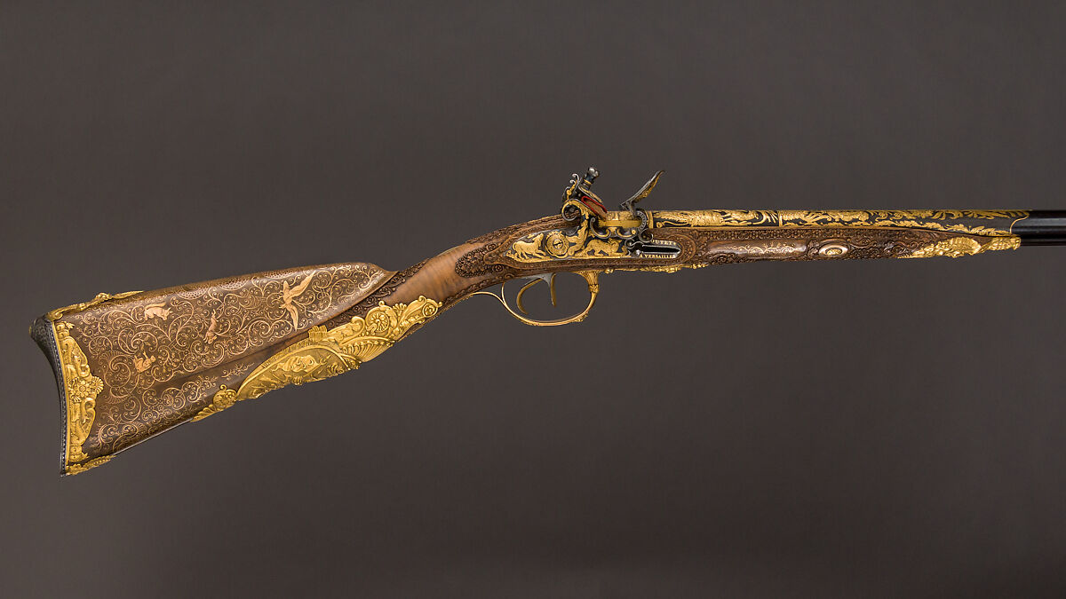 Double-Barreled Flintlock Shotgun with Exchangeable Percussion Locks and Barrels, Nicolas Noël Boutet (French, Versailles and Paris, 1761–1833), Steel, gold, wood (walnut), silver, horn, French, Versailles and Paris