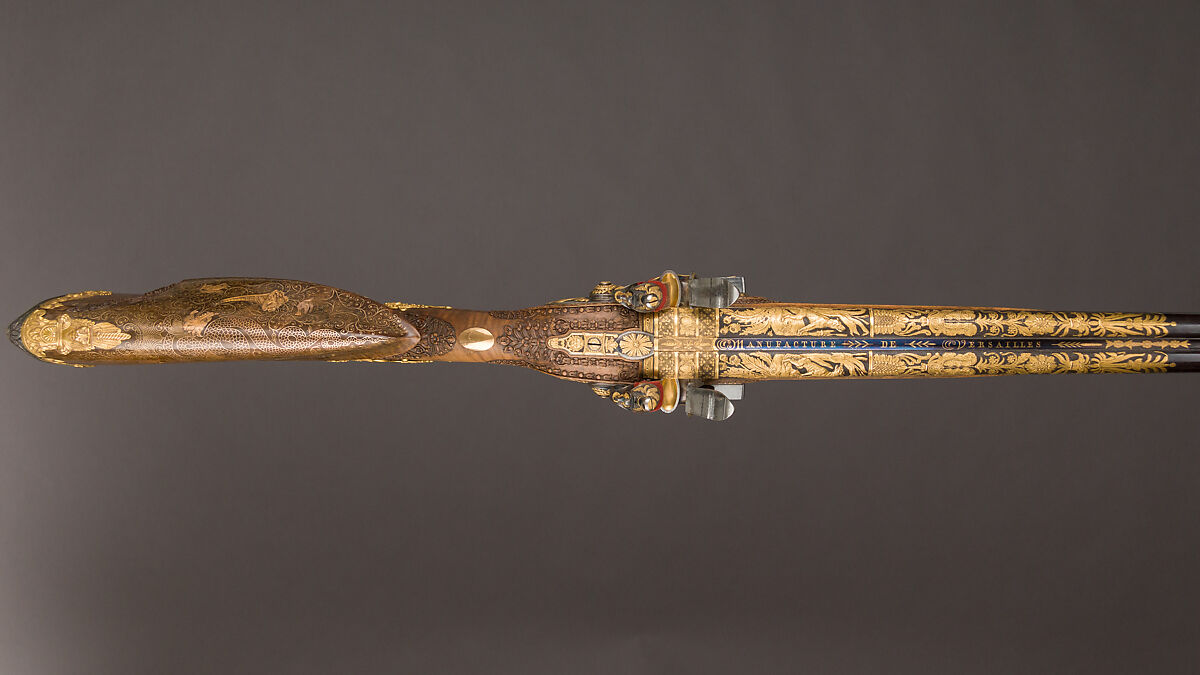 Double-Barreled Flintlock Shotgun with Exchangeable Percussion Locks and Barrels, Nicolas Noël Boutet (French, Versailles and Paris, 1761–1833), Steel, gold, wood (walnut), silver, horn, French, Versailles and Paris