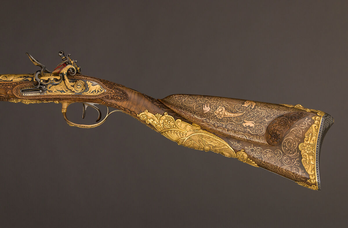 Double-Barreled Flintlock Shotgun with Exchangeable Percussion Locks and Barrels, Nicolas Noël Boutet (French, Versailles and Paris, 1761–1833), Steel, gold, wood (walnut), silver, horn, French, Versailles and Paris
