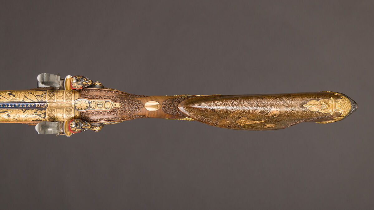 Double-Barreled Flintlock Shotgun with Exchangeable Percussion Locks and Barrels, Nicolas Noël Boutet (French, Versailles and Paris, 1761–1833), Steel, gold, wood (walnut), silver, horn, French, Versailles and Paris