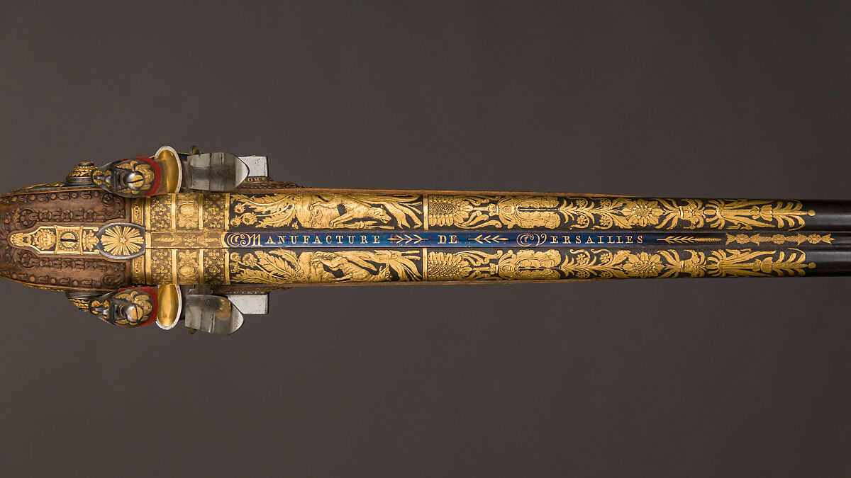 Double-Barreled Flintlock Shotgun with Exchangeable Percussion Locks and Barrels, Nicolas Noël Boutet (French, Versailles and Paris, 1761–1833), Steel, gold, wood (walnut), silver, horn, French, Versailles and Paris