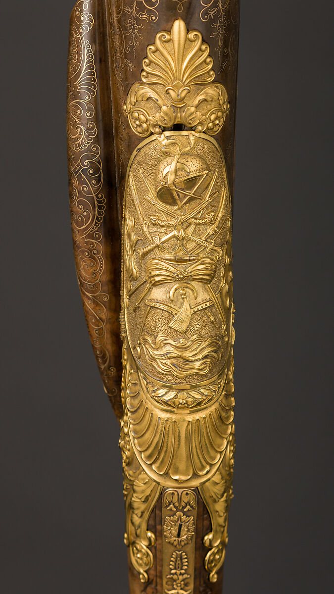 Double-Barreled Flintlock Shotgun with Exchangeable Percussion Locks and Barrels, Nicolas Noël Boutet (French, Versailles and Paris, 1761–1833), Steel, gold, wood (walnut), silver, horn, French, Versailles and Paris