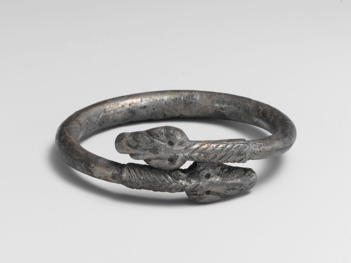 Silver bracelet in the form of a snake, Silver, Roman 