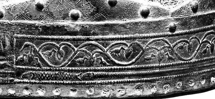 Helmet (<i>Spangenhelm</i>), Steel, copper alloy, gold, Byzantine or Germanic