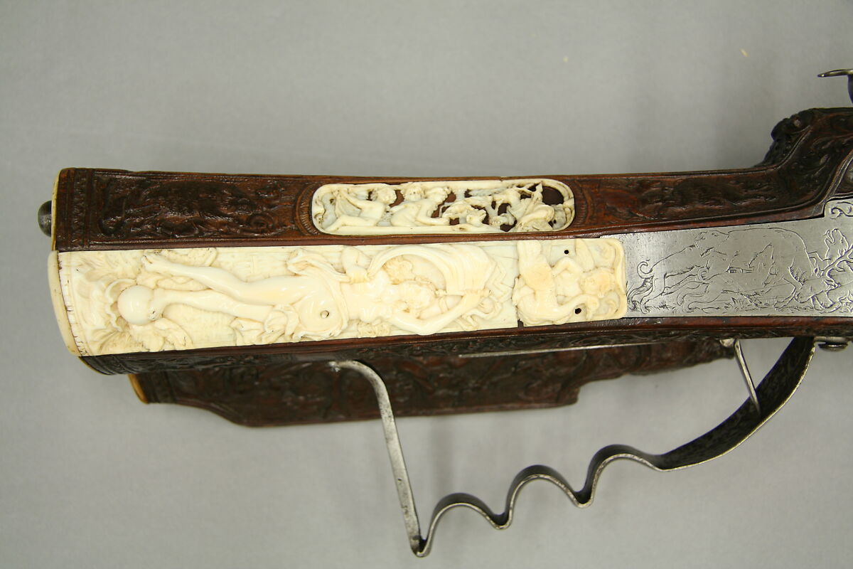 Wheellock Rifle, Johann Michael Maucher (German, Schwäbisch Gmünd, 1645–1701), Steel, wood (cherry), ivory, mother-of-pearl, German, Schwäbisch Gmünd