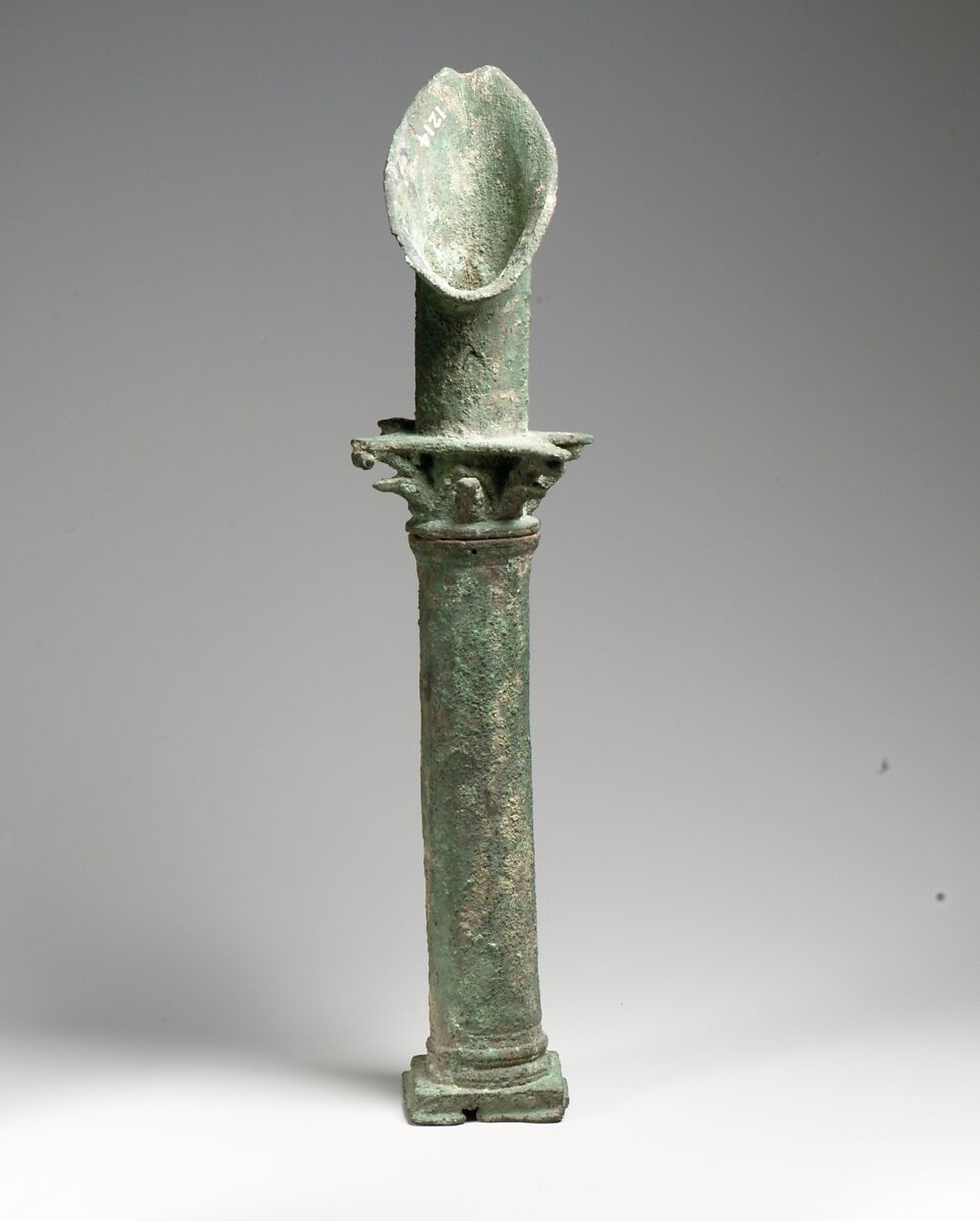Bronze spout in the form of a Corinthian column, Bronze, Roman 
