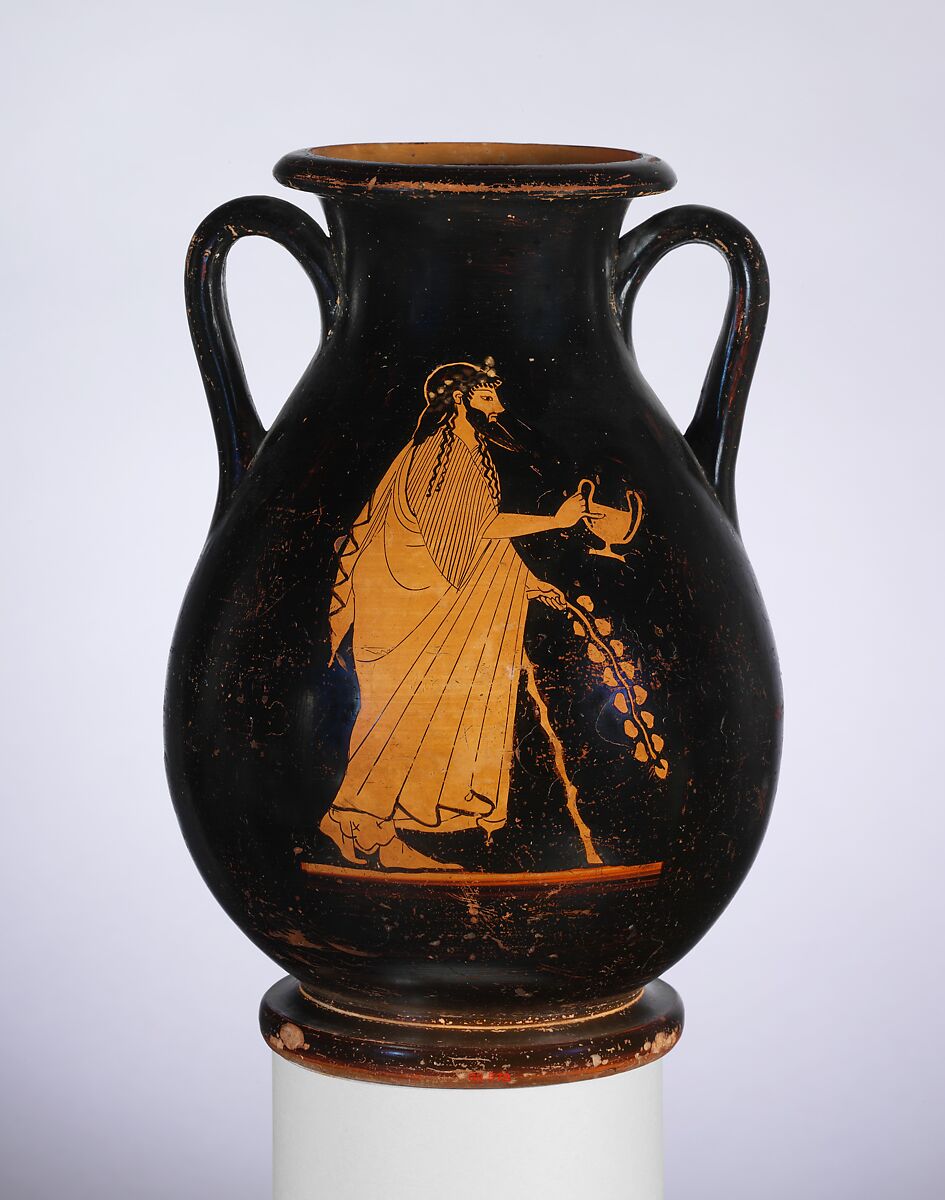 Terracotta pelike (jar), Attributed to the Geras Painter, Terracotta, Greek, Attic 