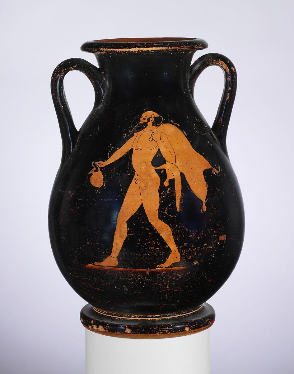 Terracotta pelike (jar), Attributed to the Geras Painter, Terracotta, Greek, Attic