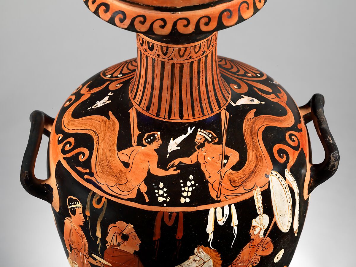 Terracotta hydria (water jar), Attributed to the Group of Naples 3227, Terracotta, Greek, South Italian, Campanian