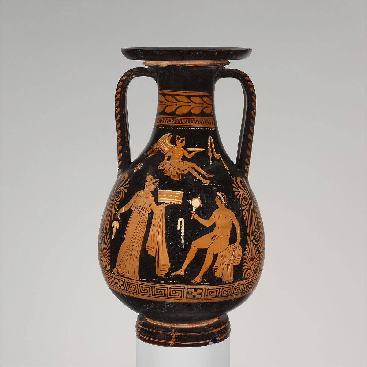 Terracotta pelike (jar), Attributed to the Underworld Painter, Terracotta, Greek, South Italian, Apulian 