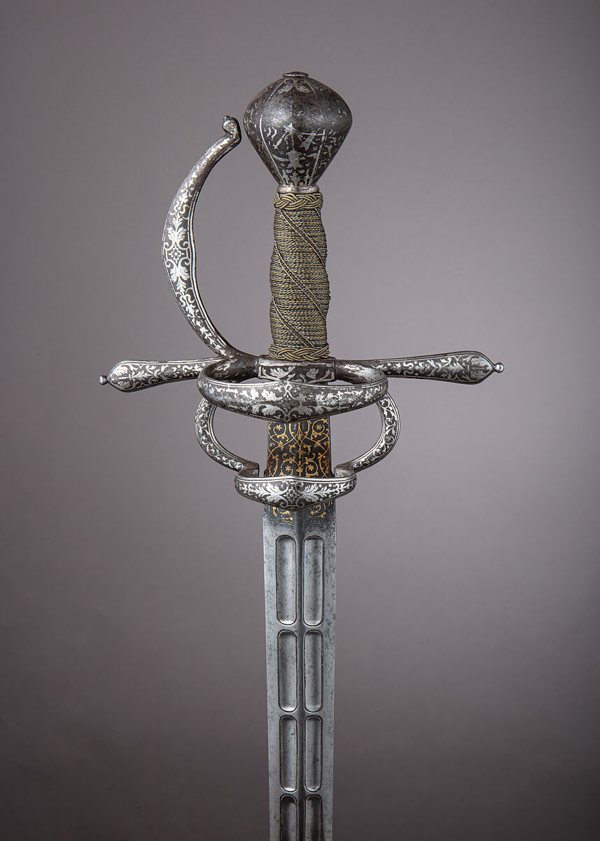 Rapier, Steel, silver, brass, Italian 