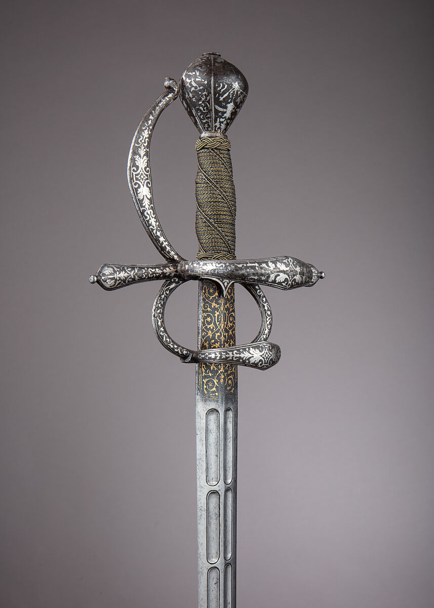 Rapier, Steel, silver, brass, Italian