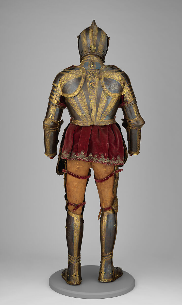 Armor for Field and Tournament, Steel, gold, silver, leather, textile, Italian, probably Milan