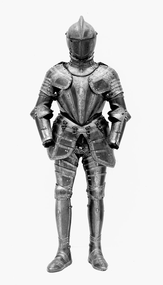 Armor for Field and Tournament, Steel, gold, silver, leather, textile, Italian, probably Milan 