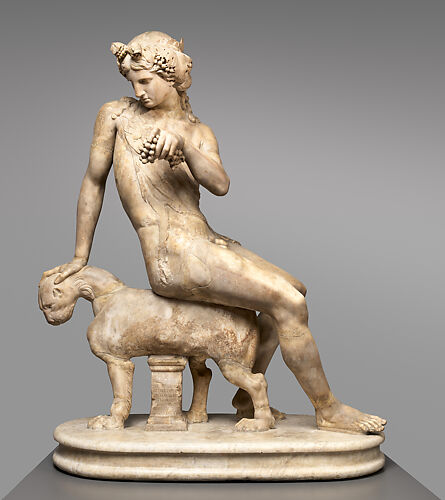 Marble statue of Dionysos seated on a panther