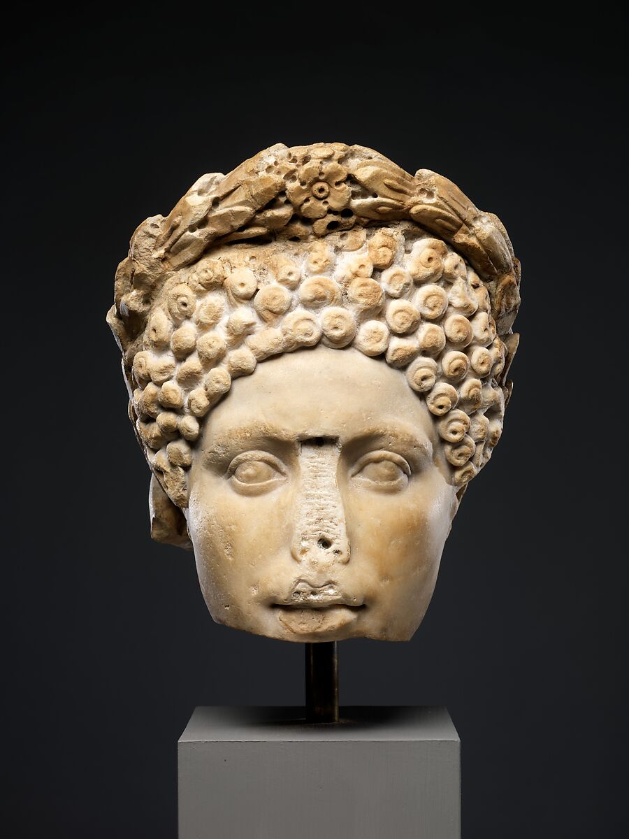 Portrait head of a woman, Marble, Roman 