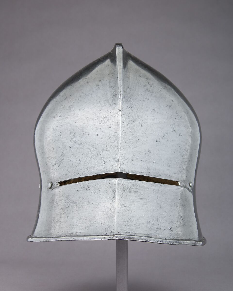 Sallet, Caspar Rieder (Austrian, Innsbruck and Mühlau, active 1452–99), Steel, leather, textile (linen, cotton), Austrian, Mühlau