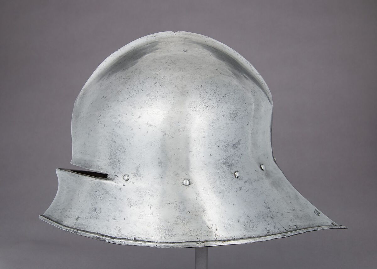 Sallet, Caspar Rieder (Austrian, Innsbruck and Mühlau, active 1452–99), Steel, leather, textile (linen, cotton), Austrian, Mühlau