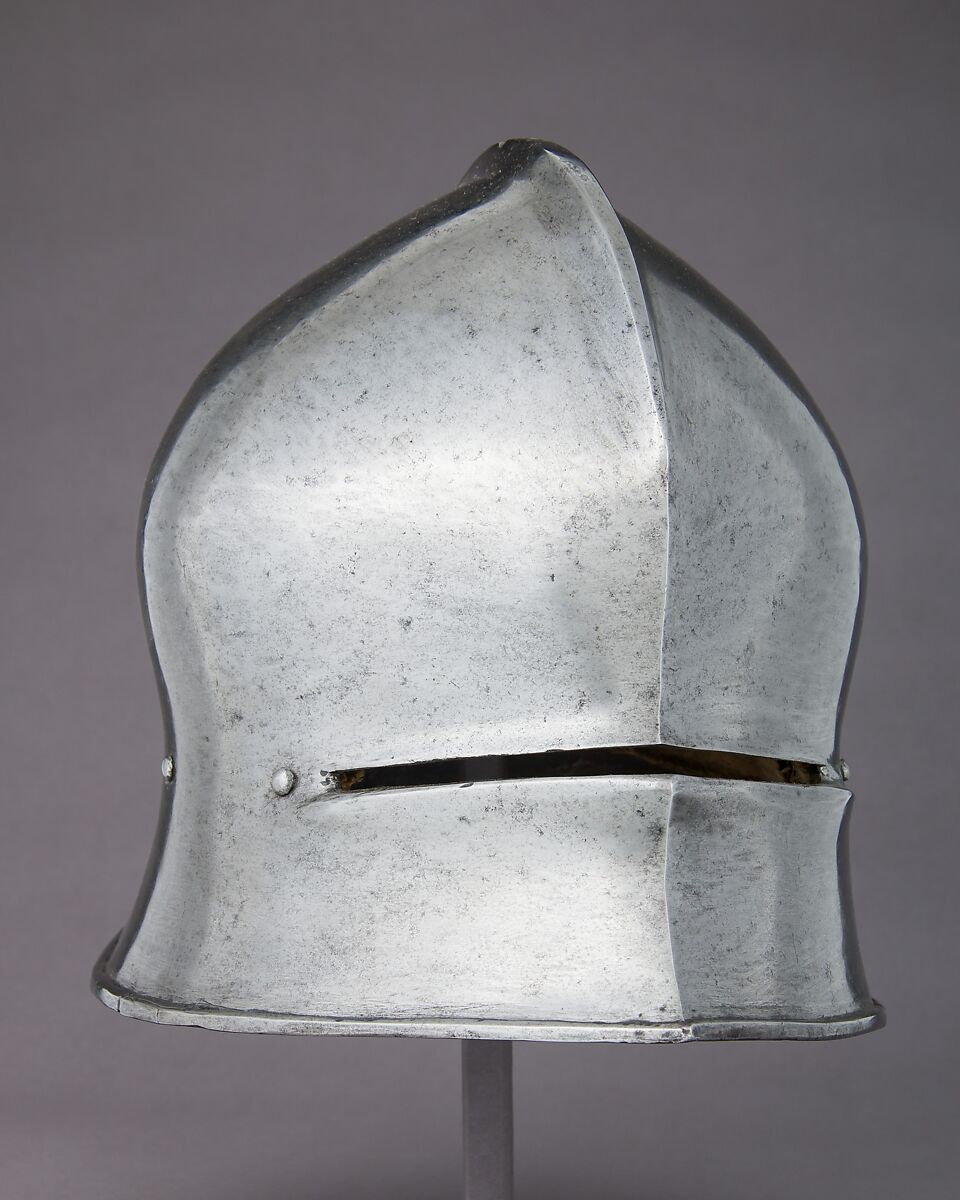 Sallet, Caspar Rieder (Austrian, Innsbruck and Mühlau, active 1452–99), Steel, leather, textile (linen, cotton), Austrian, Mühlau