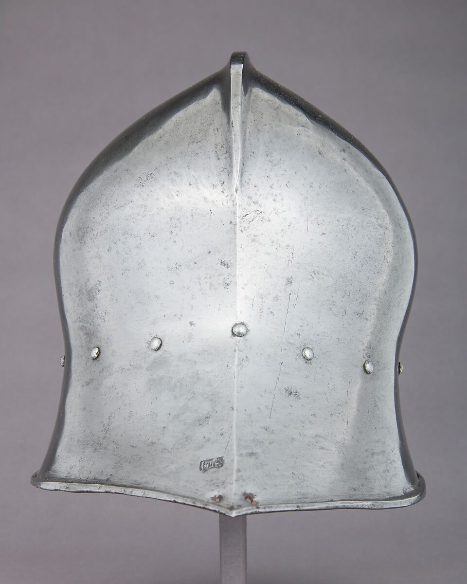 Sallet, Caspar Rieder (Austrian, Innsbruck and Mühlau, active 1452–99), Steel, leather, textile (linen, cotton), Austrian, Mühlau