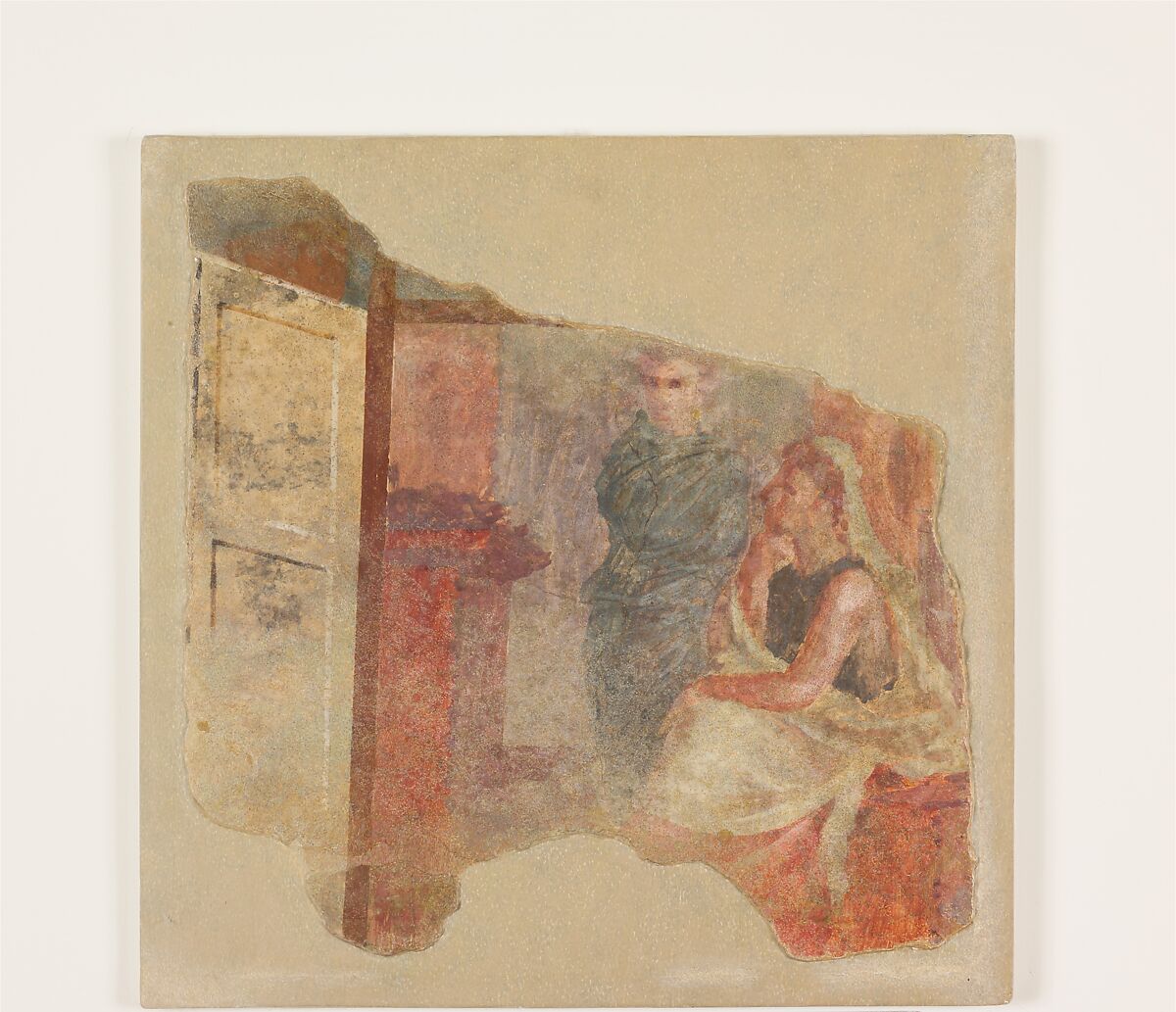 Wall painting fragment from the north wall of Room H of the Villa of P. Fannius Synistor at Boscoreale, Fresco, Roman