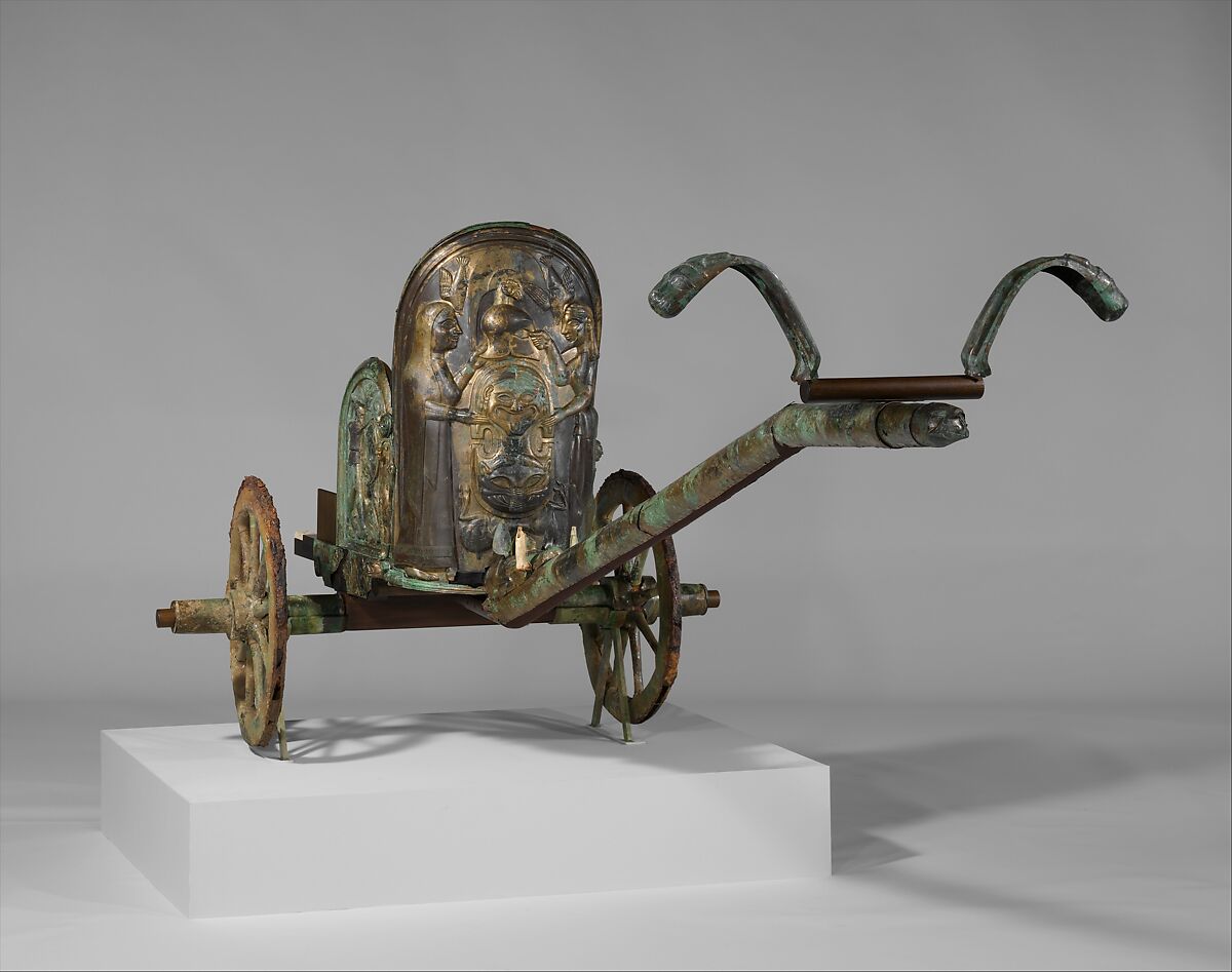 Bronze chariot inlaid with ivory, Bronze, ivory, Etruscan 