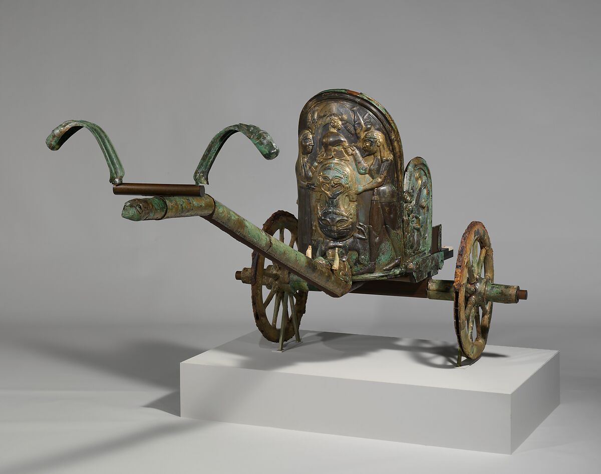 Bronze chariot inlaid with ivory, Bronze, ivory, Etruscan