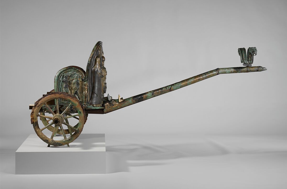 Bronze chariot inlaid with ivory, Bronze, ivory, Etruscan