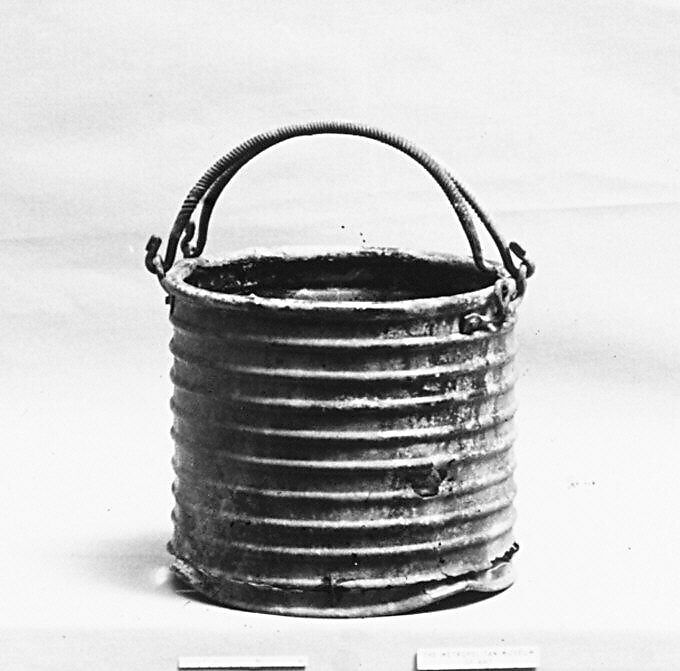 Bronze ribbed situla (bucket) with two handles, Bronze, Etruscan