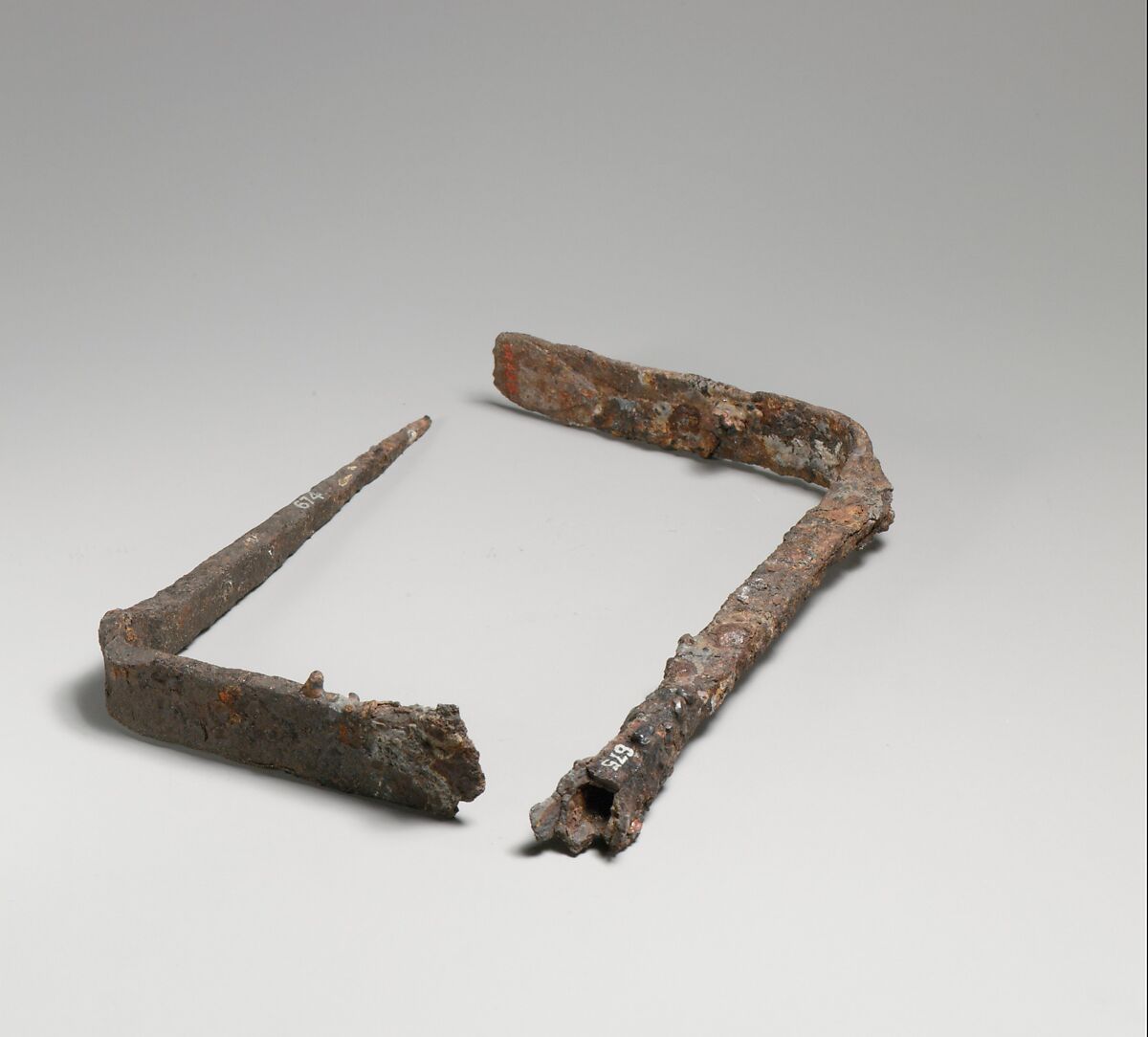 Three fragmentary iron fire-rakes, Iron, Etruscan 