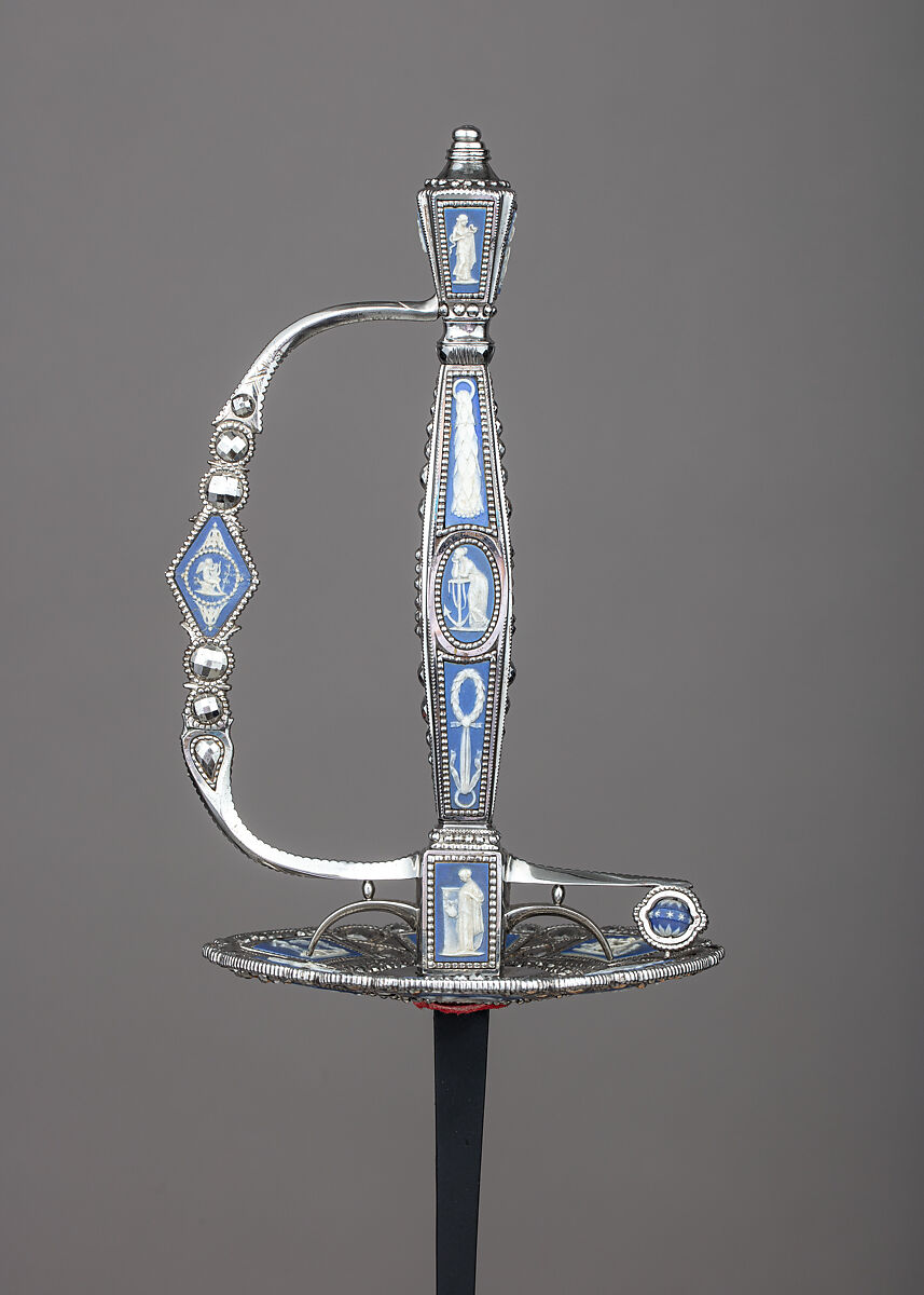 Smallsword Hilt, Matthew Boulton (British, Birmingham 1728–1809 Birmingham), Steel, Wedgwood jasperware, British, possibly Birmingham 