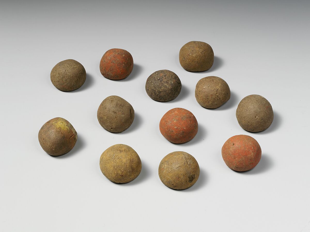 Set of twelve red terracotta balls, Terracotta, Etruscan 