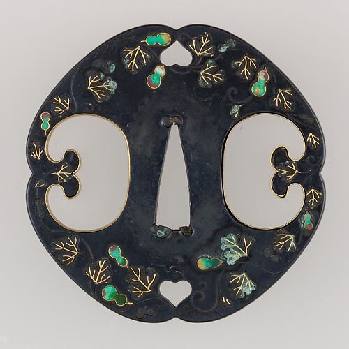 Sword guard (Tsuba) Depicting Bodhidharma Facing a Wall (面壁達磨 