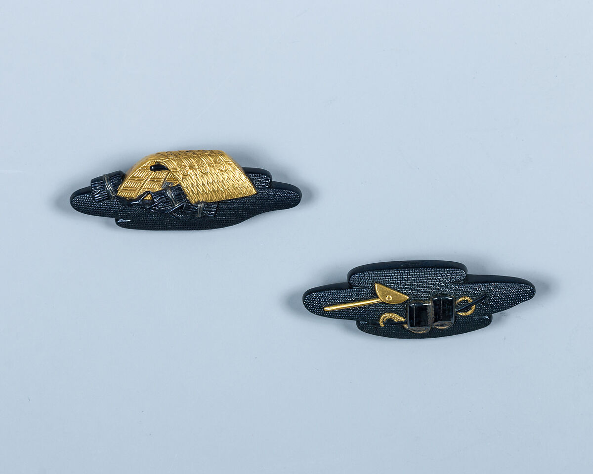 Set of Sword Fittings (Mitokoromono), Gotō Mitsuyoshi (Shinjō) (Japanese, 1780–1843, fifteenth-generation Gotō master), Copper-gold alloy (shakudō), gold, silver, Japanese