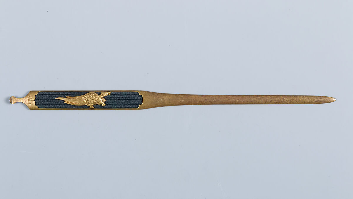 Set of Sword Fittings (Mitokoromono), Inscribed by Gotō Mitsutaka (Enjō) (Japanese, 1722–1784, thirteenth-generation Gotō master), Copper-gold alloy (shakudō), gold, Japanese 