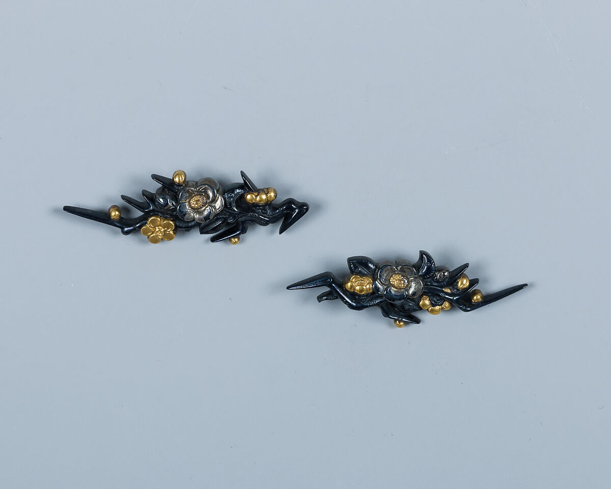 Set of Sword Fittings (Mitokoromono), Gotō Mitsumasa (Jujō) (Japanese,1689–1742, twelfth-generation Gotō master), Copper-gold alloy (shakudō), gold, silver, Japanese