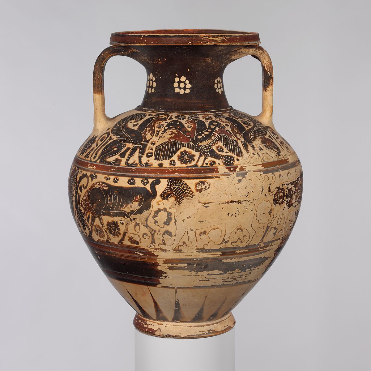 Terracotta neck-amphora (storage jar), Terracotta, Greek, Corinthian