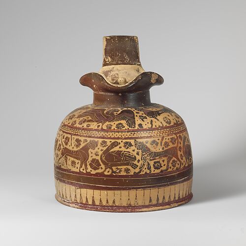 Terracotta oinochoe (jug) with lid