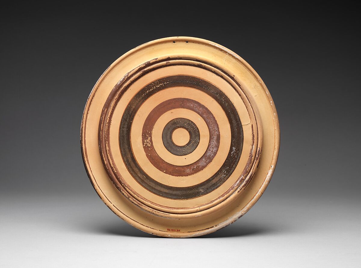 Terracotta plate, Possibly by the Chimaera Painter, Terracotta, Greek, Corinthian