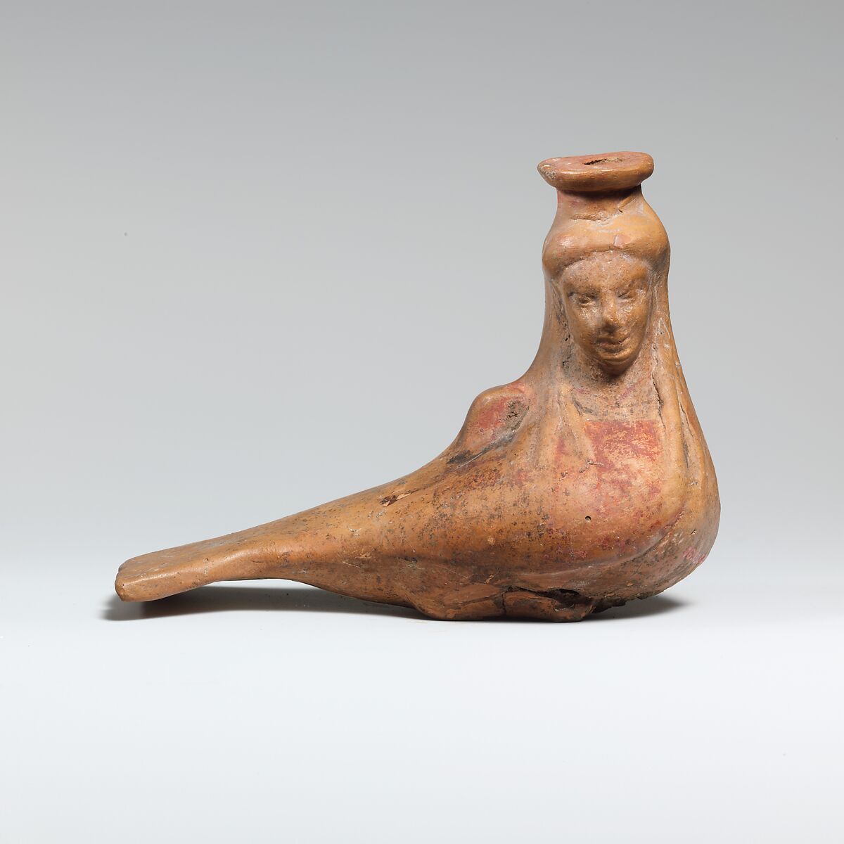 Terracotta vase in the form of a siren, Terracotta, East Greek, Rhodian 