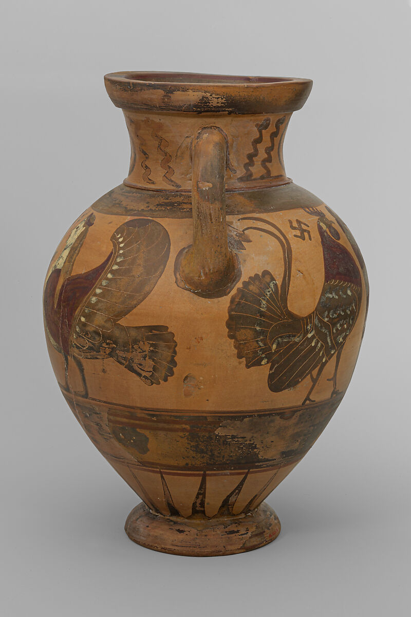 Terracotta neck-amphora (storage jar), Terracotta, Greek, Euboean