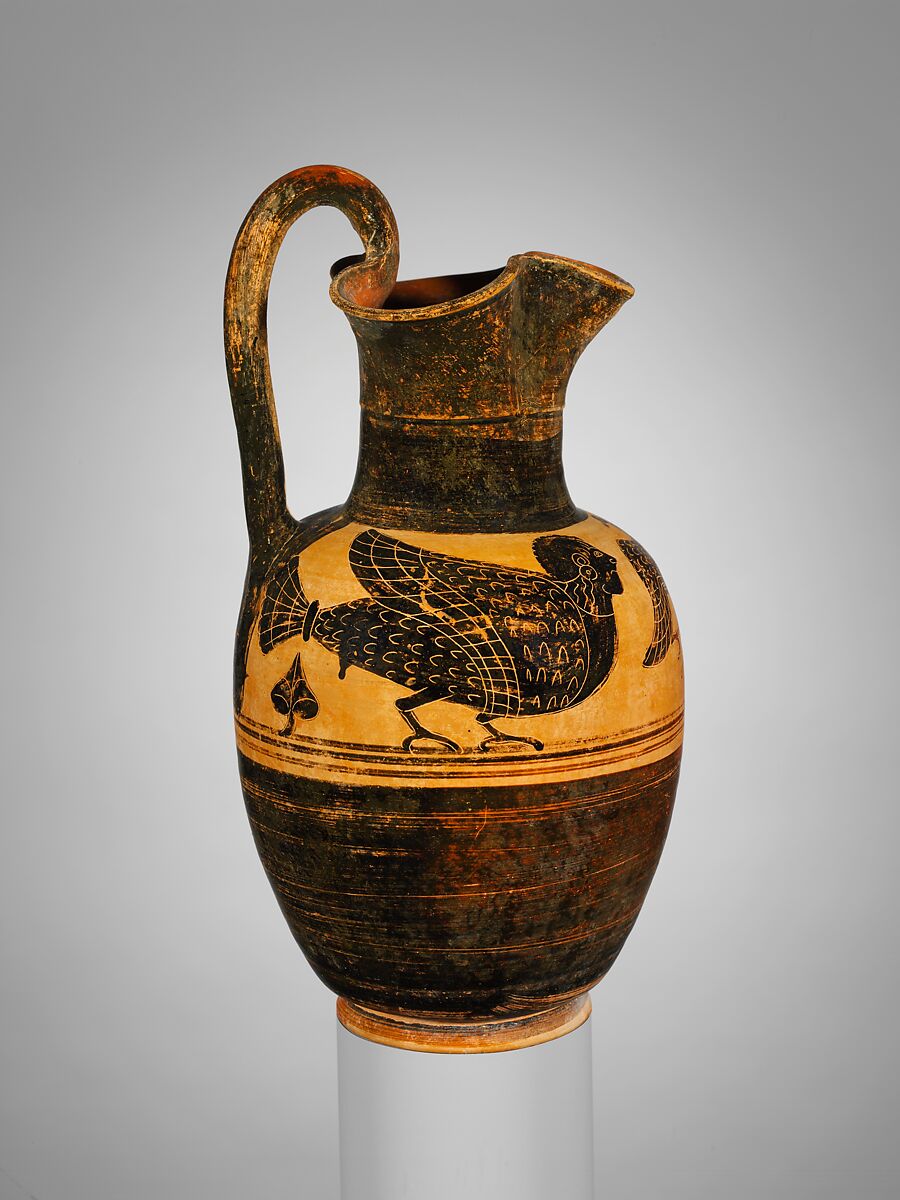 Terracotta oinochoe (jug), Attributed to the Micali Painter, Terracotta, Etruscan