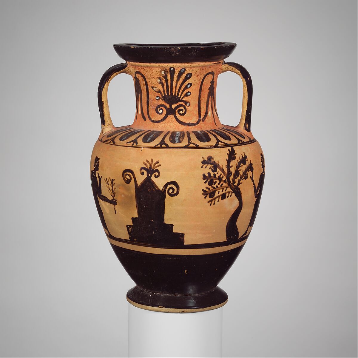 Terracotta neck-amphora (jar), Terracotta, Greek, South Italian, Campanian
