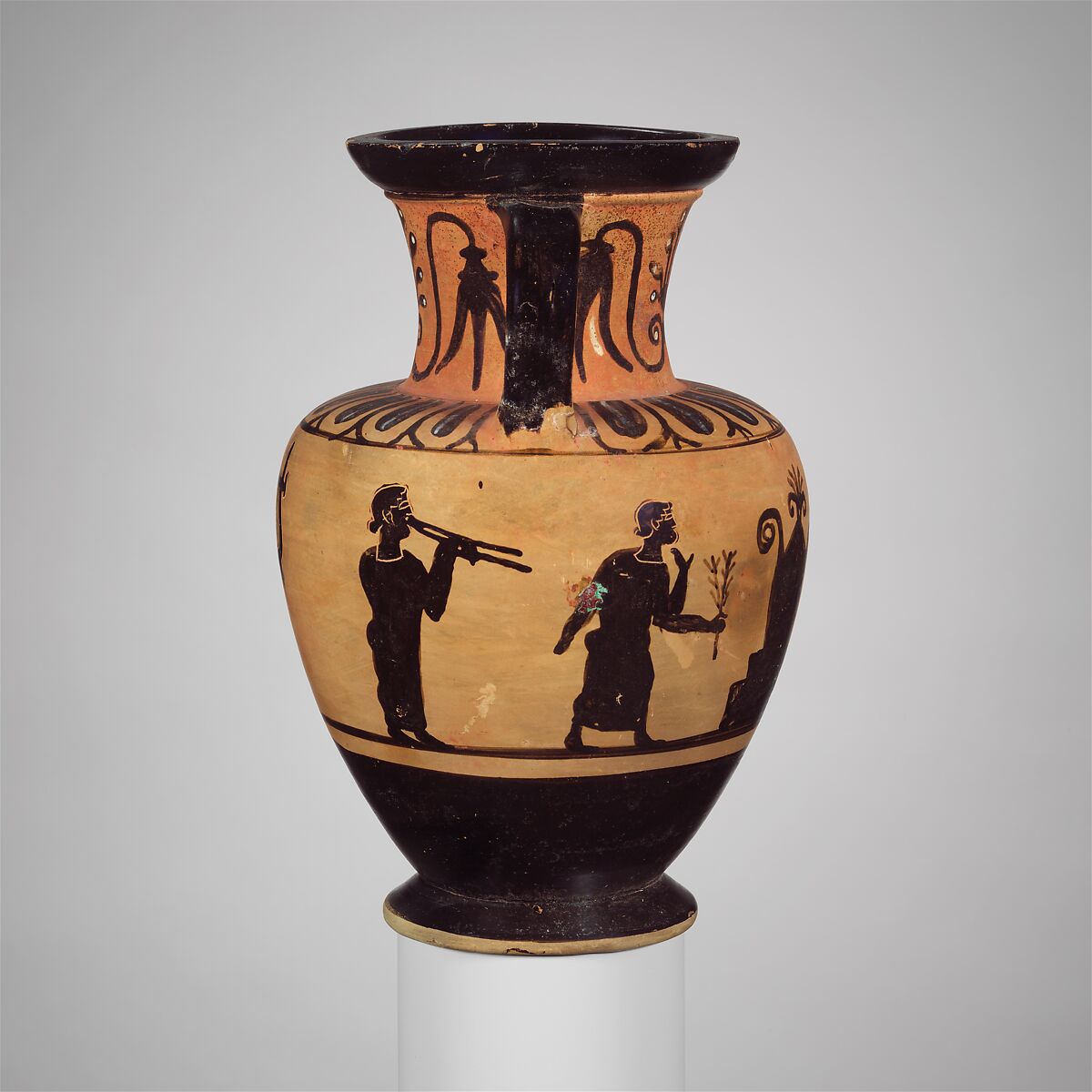 Terracotta neck-amphora (jar), Terracotta, Greek, South Italian, Campanian