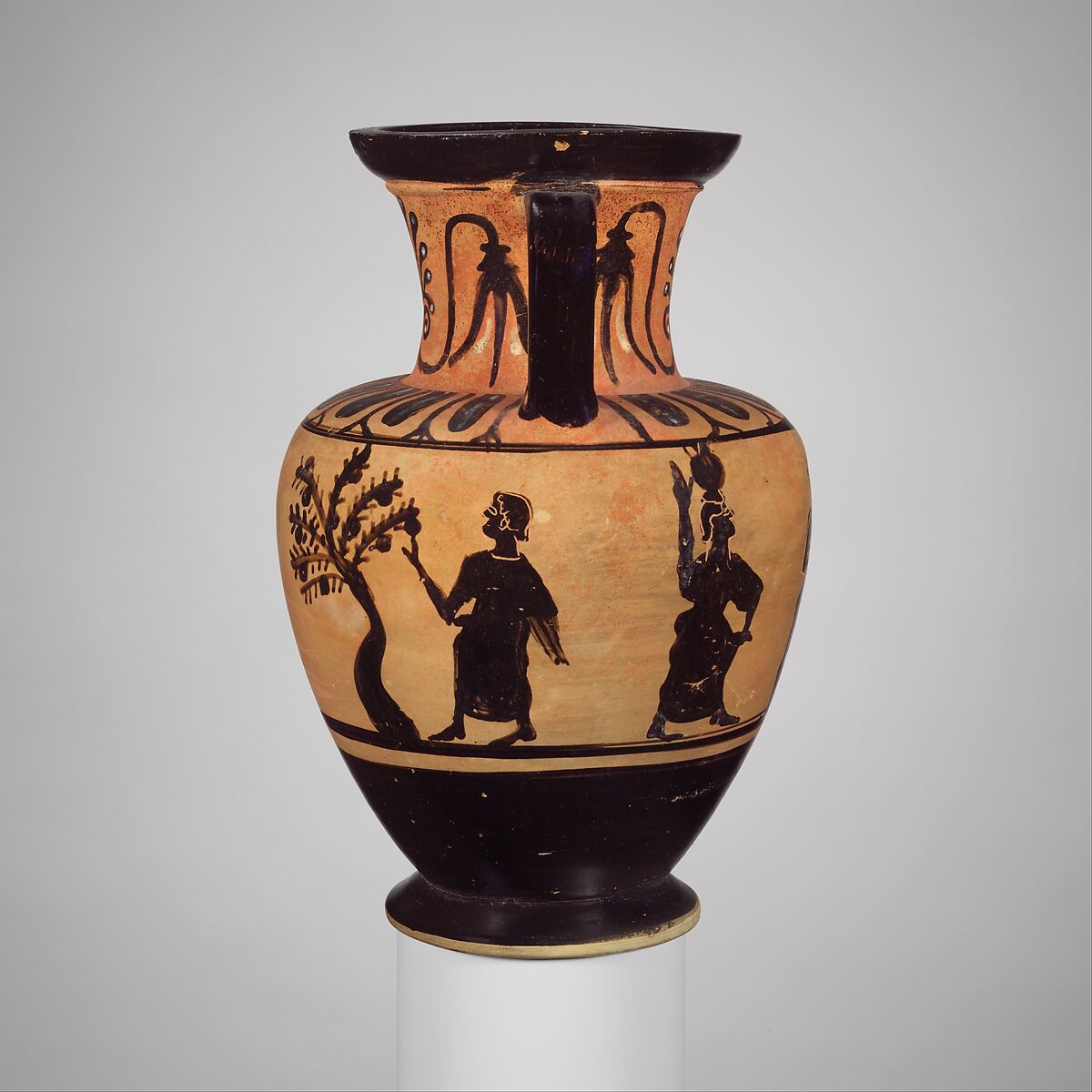 Terracotta neck-amphora (jar), Terracotta, Greek, South Italian, Campanian