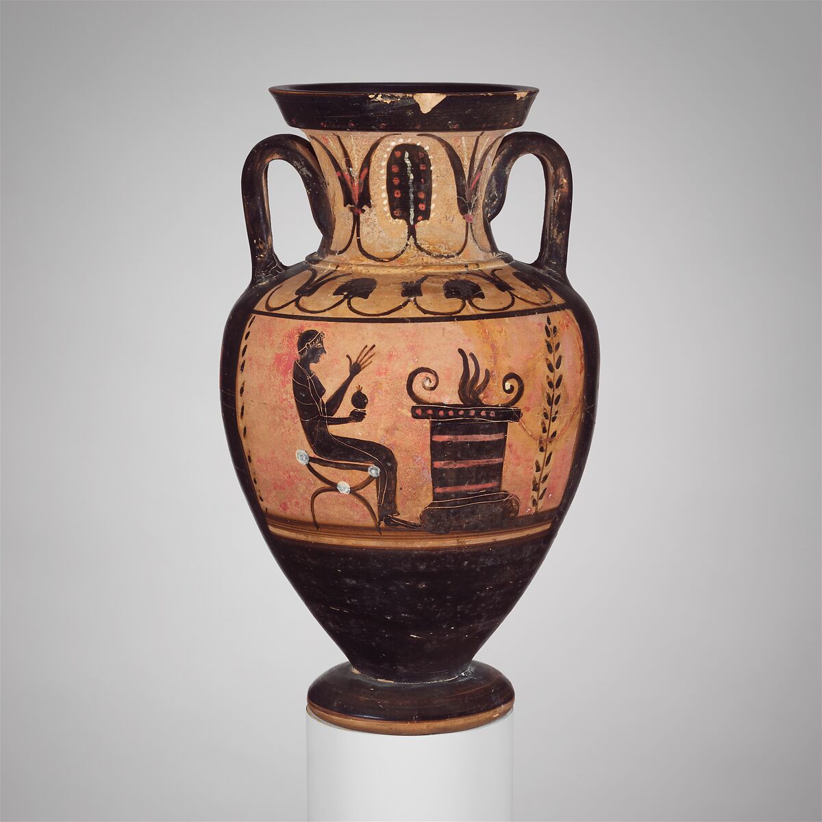 Terracotta neck-amphora (jar), Terracotta, Greek, South Italian, Campanian